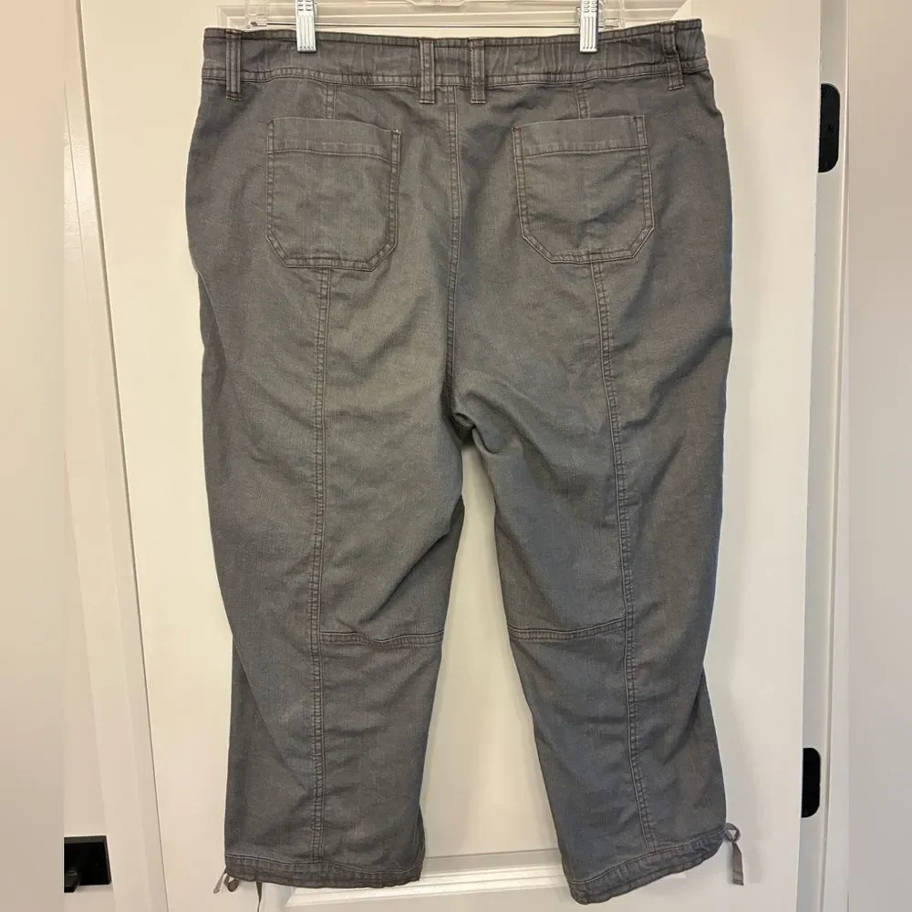EILEEN FISHER Chino Cropped Pants Oragnic Cotton Elastane Blend Gray Size 16